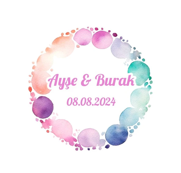 Lavanta ve Anahtar Aşk Etiketi Kına Nişan Düğün 3x3 cm özel etiket / 50 adet sticker ürün görseli 1