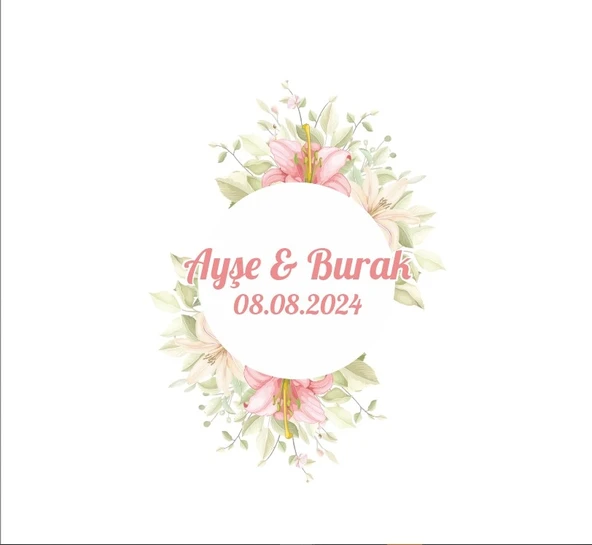 Siyah Beyaz Altıgen Çiçekli Etiket Kına Nişan Düğün 3x3 cm özel etiket / 50 adet sticker ürün görseli 1