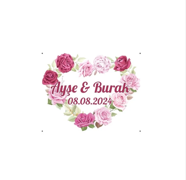 Yapraklı ve Beyaz Zambaklı Çelenk Etiketi Kına Nişan Düğün 3x3 cm özel etiket / 50 adet sticker ürün görseli 1