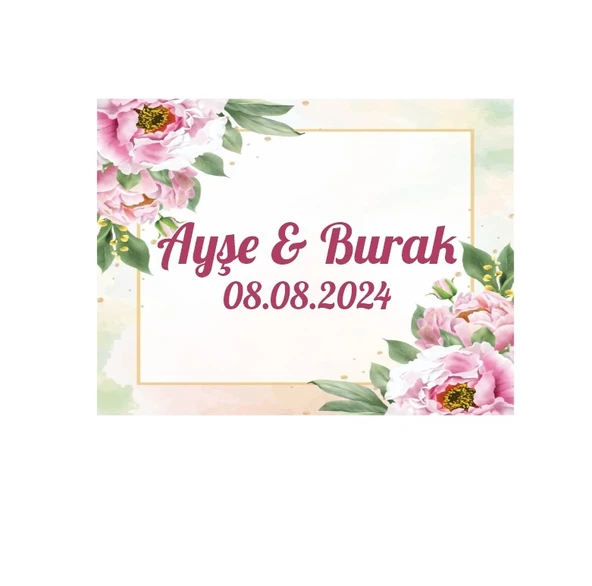 Kış Meyveli Yuvarlak Çelenk Etiketi Kına Nişan Düğün 3x3 cm özel etiket / 50 adet sticker ürün görseli 1