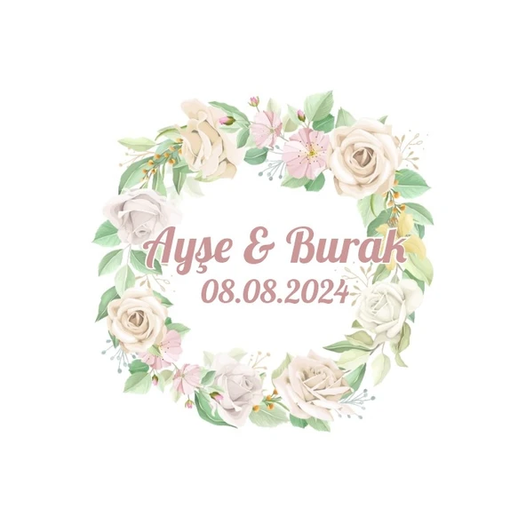 Kırmızı Meyveli Kış Çelengi Etiketi Kına Nişan Düğün 3x3 cm özel etiket / 50 adet sticker ürün görseli 1