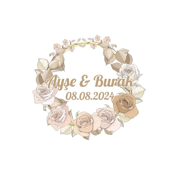 Sade Kış Temalı Yuvarlak Etiket Kına Nişan Düğün 3x3 cm özel etiket / 50 adet sticker ürün görseli 1