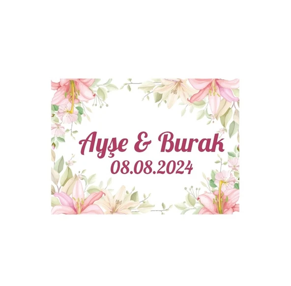 Çam Kozalaklı ve Meyveli Yuvarlak Etiket Kına Nişan Düğün 3x3 cm özel etiket / 50 adet sticker ürün görseli 1