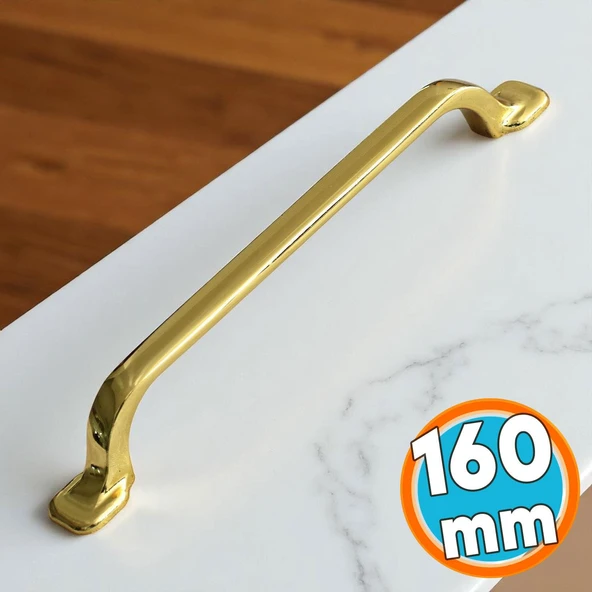 Mobilya Mutfak Dolabı Çekmece Dolap Kulpları Kulbu Kapak Kulpu 160 mm Gold Altın Kulp ürün görseli 1