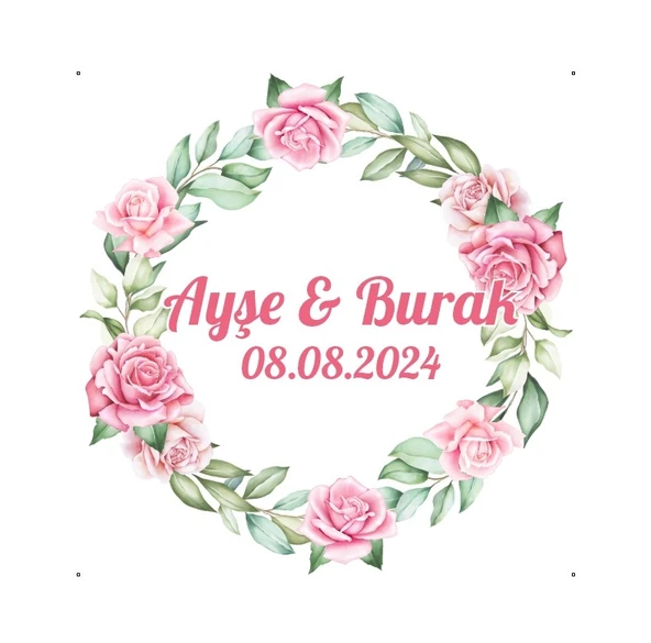 Altın Boynuzlu Kış Çelengi Etiketi Kına Nişan Düğün 3x3 cm özel etiket / 50 adet sticker ürün görseli 1