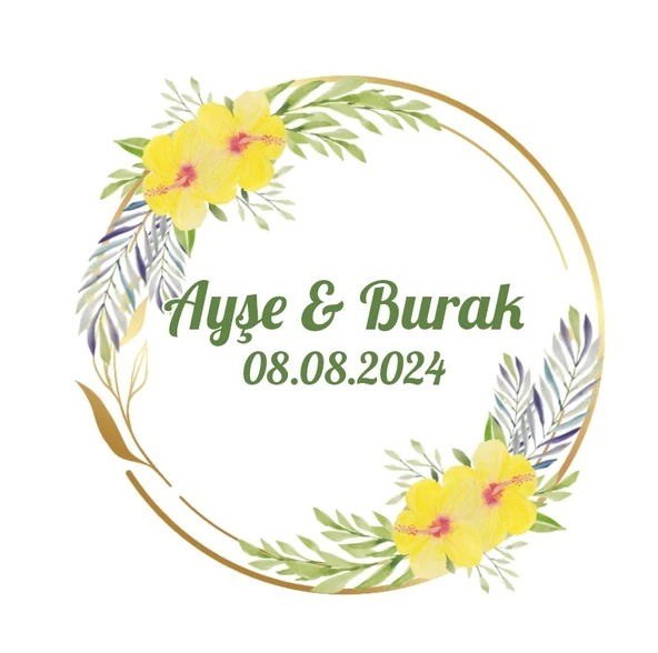 Kırmızı ve Yeşil Kış Meyveli Etiket Kına Nişan Düğün 3x3 cm özel etiket / 50 adet sticker ürün görseli 1