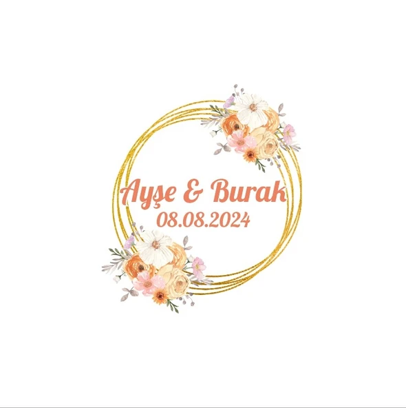 Şık Noel Çelengi Etiketi Kına Nişan Düğün 3x3 cm özel etiket / 50 adet sticker ürün görseli 1