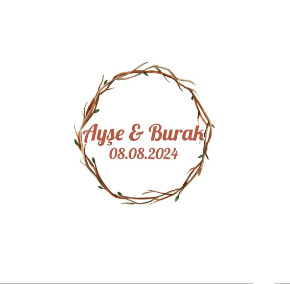 Kırmızı Meyveli Oval Kış Etiketi Kına Nişan Düğün 3x3 cm özel etiket / 50 adet sticker ürün görseli 1