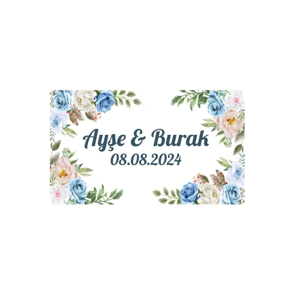 Şık Yaprak Çelengi Etiketi Kına Nişan Düğün 3x3 cm özel etiket / 50 adet sticker ürün görseli 1