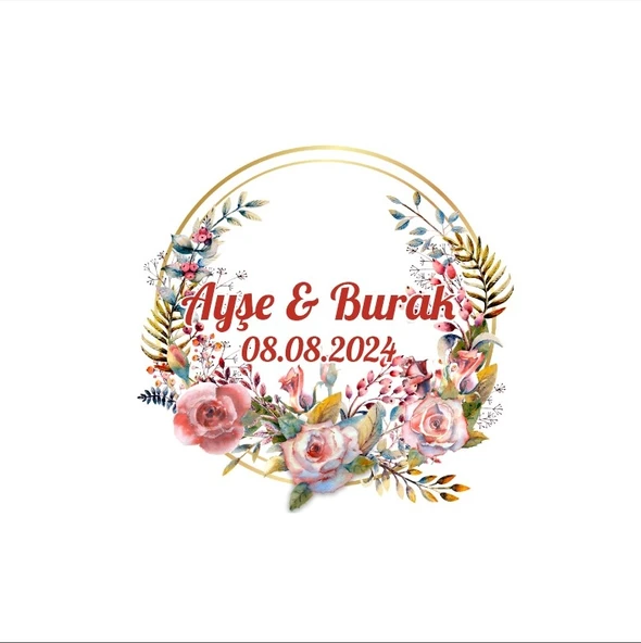 Kış Temalı Şık Yuvarlak Etiket Kına Nişan Düğün 3x3 cm özel etiket / 50 adet sticker ürün görseli 1