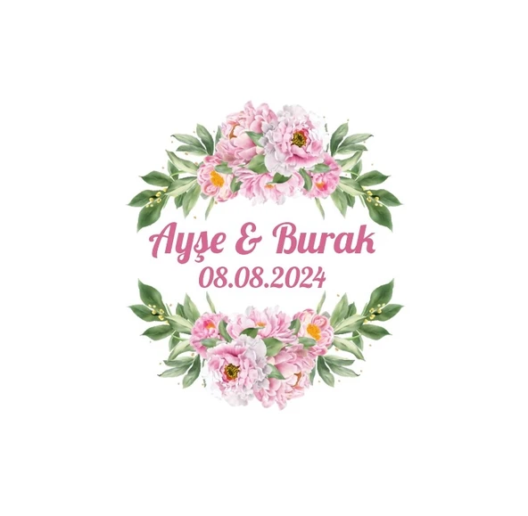 Kış Temalı Oval Çerçeve Etiketi Kına Nişan Düğün 3x3 cm özel etiket / 50 adet sticker ürün görseli 1