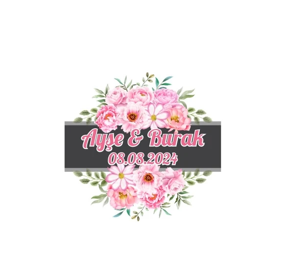 Şık Çiçekli Kış Temalı Etiket Kına Nişan Düğün 3x3 cm özel etiket / 50 adet sticker ürün görseli 1