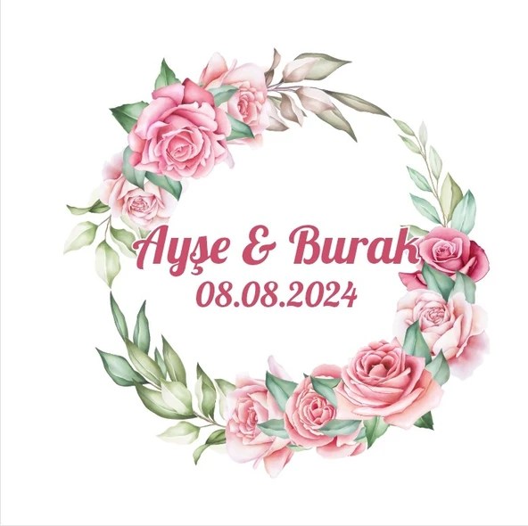 Kırmızı Meyveli Kuşlu Kış Etiketi Kına Nişan Düğün 3x3 cm özel etiket / 50 adet sticker ürün görseli 1