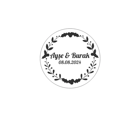 Kırmızı Meyveli Yuvarlak Çelenk Etiketi Kına Nişan Düğün 3x3 cm özel etiket / 50 adet sticker ürün görseli 1