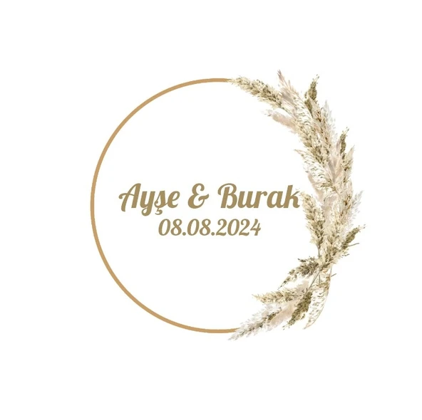 Kozalak ve Kırmızı Meyveli Yuvarlak Etiket Kına Nişan Düğün 3x3 cm özel etiket / 50 adet sticker ürün görseli 1