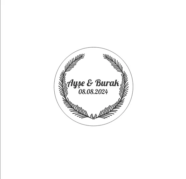 Sade Çiçekli Altın Çelenk Etiketi Kına Nişan Düğün 3x3 cm özel etiket / 50 adet sticker ürün görseli 1
