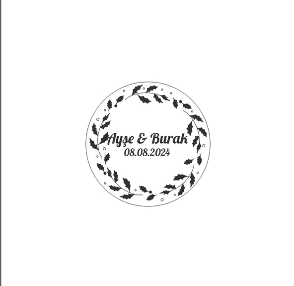 Kış Meyveli Yuvarlak Çelenk Etiketi Kına Nişan Düğün 3x3 cm özel etiket / 50 adet sticker ürün görseli 1
