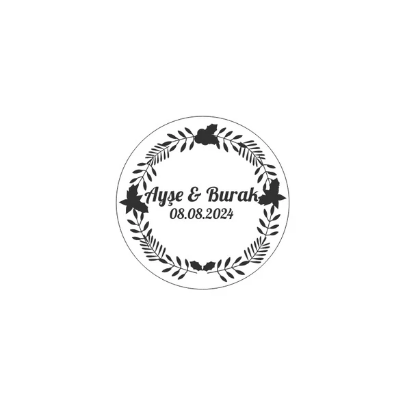 Kuşlu ve Çiçekli Kış Etiketi Kına Nişan Düğün 3x3 cm özel etiket / 50 adet sticker ürün görseli 1