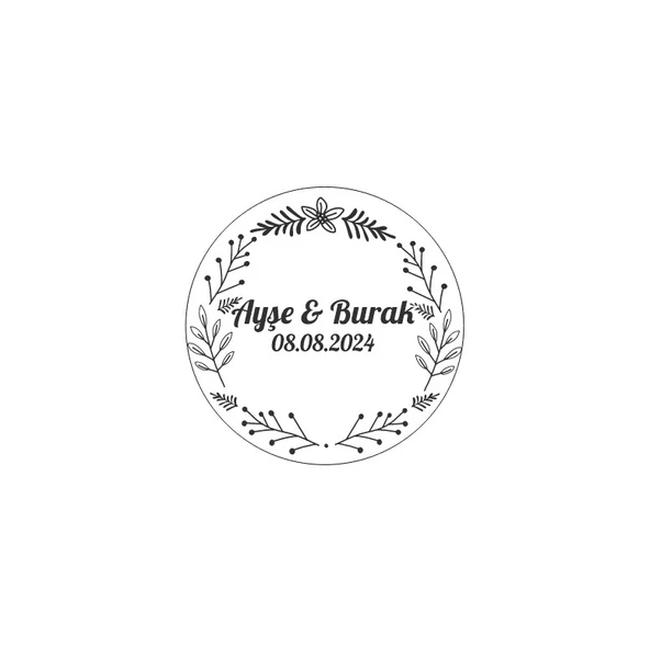 Çam Yapraklı Kırmızı Meyveli Etiket Kına Nişan Düğün 3x3 cm özel etiket / 50 adet sticker ürün görseli 1
