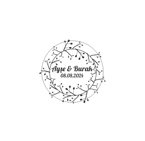 Kozalak ve Çilekli Yuvarlak Etiket Kına Nişan Düğün 3x3 cm özel etiket / 50 adet sticker ürün görseli 1