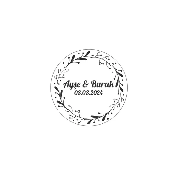 Yuvarlak Geyikli Kış Etiketi Kına Nişan Düğün 3x3 cm özel etiket / 50 adet sticker ürün görseli 1