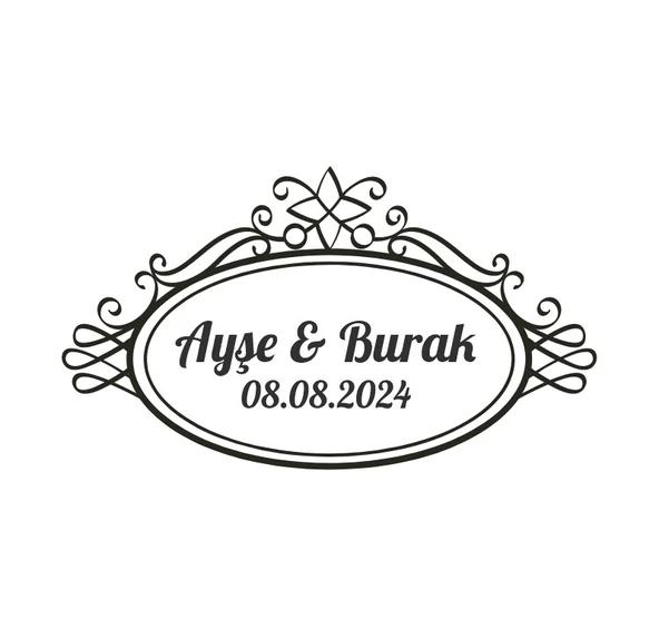 Sade Çiçekli Altın Çelenk Etiketi Kına Nişan Düğün 3x3 cm özel etiket / 50 adet sticker ürün görseli 1