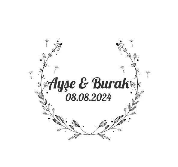 Yuvarlak Altın Yaprak Çelengi Etiketi Kına Nişan Düğün 3x3 cm özel etiket / 50 adet sticker ürün görseli 1