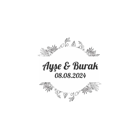 Kış Temalı Oval Çiçekli Etiket Kına Nişan Düğün 3x3 cm özel etiket / 50 adet sticker ürün görseli 1
