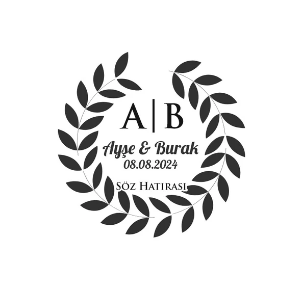 Altın Çerçeveli Çam Kozalaklı Etiket Kına Nişan Düğün 3x3 cm özel etiket / 50 adet sticker ürün görseli 1