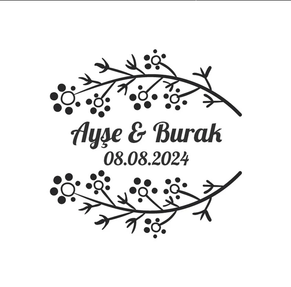 Kış Yapraklı ve Meyveli Dikdörtgen Etiket Kına Nişan Düğün 3x3 cm özel etiket / 50 adet sticker ürün görseli 1