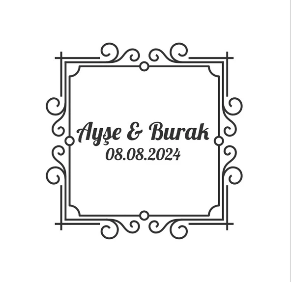 Altın Boynuzlu Kış Çelengi Etiketi Kına Nişan Düğün 3x3 cm özel etiket / 50 adet sticker ürün görseli 1