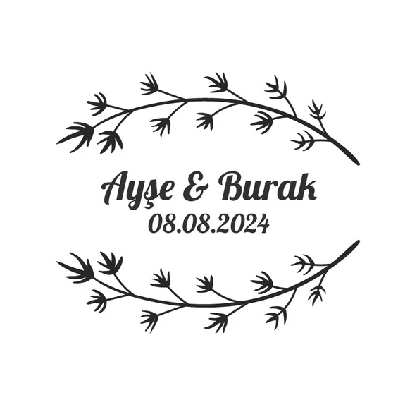 Şık Kozalak ve Yaprak Etiketi Kına Nişan Düğün 3x3 cm özel etiket / 50 adet sticker ürün görseli 1