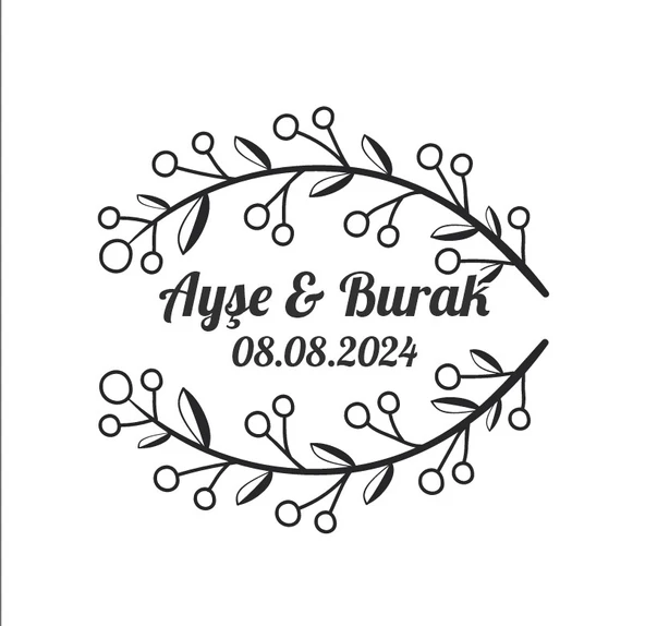 Kış Temalı Şık Dikdörtgen Etiket Kına Nişan Düğün 3x3 cm özel etiket / 50 adet sticker ürün görseli 1