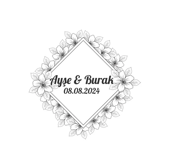 Yuvarlak Kuş ve Çiçekli Kış Etiketi Kına Nişan Düğün 3x3 cm özel etiket / 50 adet sticker ürün görseli 1