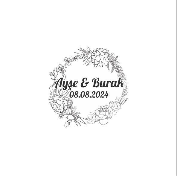 Yapraklı Kış Meyveli Etiket Kına Nişan Düğün 3x3 cm özel etiket / 50 adet sticker ürün görseli 1