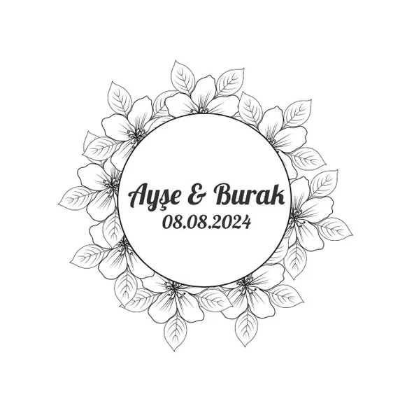 Kış Temalı Şık Yuvarlak Etiket Kına Nişan Düğün 3x3 cm özel etiket / 50 adet sticker ürün görseli 1