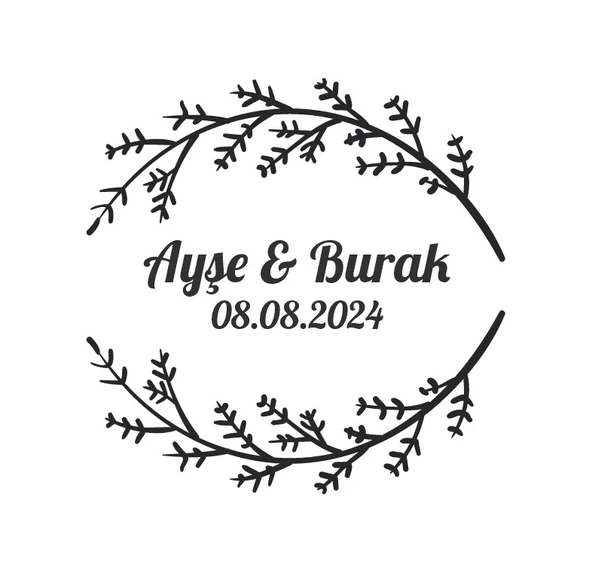Kış Temalı Oval Çiçekli Etiket Kına Nişan Düğün 3x3 cm özel etiket / 50 adet sticker ürün görseli 1