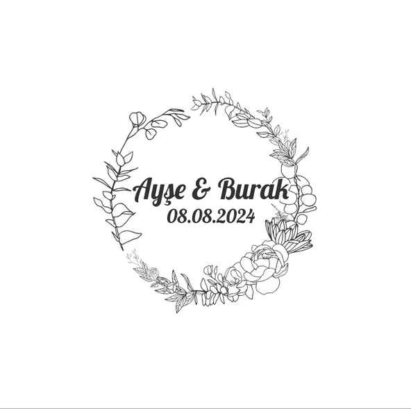 Kış Yapraklı ve Meyveli Kare Etiket Kına Nişan Düğün 3x3 cm özel etiket / 50 adet sticker ürün görseli 1