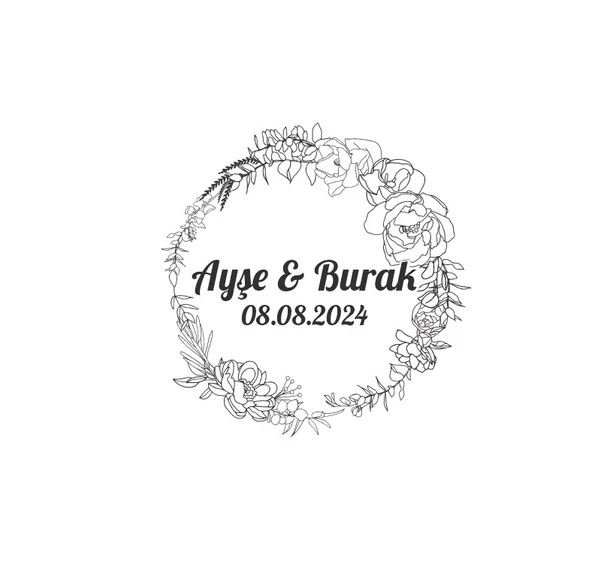 Kozalaklı ve Kuşlu Kare Etiket Kına Nişan Düğün 3x3 cm özel etiket / 50 adet sticker ürün görseli 1