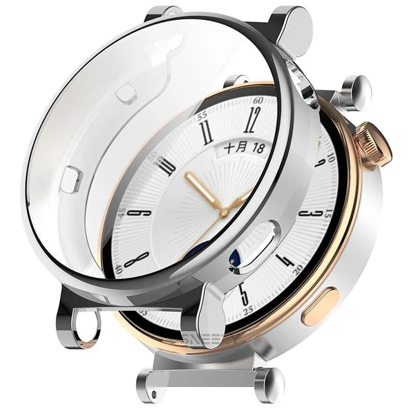 Sneezy Huawei Watch Gt4 41mm Tpu Yumuşak Silikon Kasa Ve Ekran Koruyucu  Gümüş ürün görseli 1