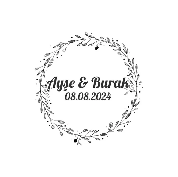 Kozalaklı ve Yapraklı Oval Etiket Kına Nişan Düğün 3x3 cm özel etiket / 50 adet sticker ürün görseli 1
