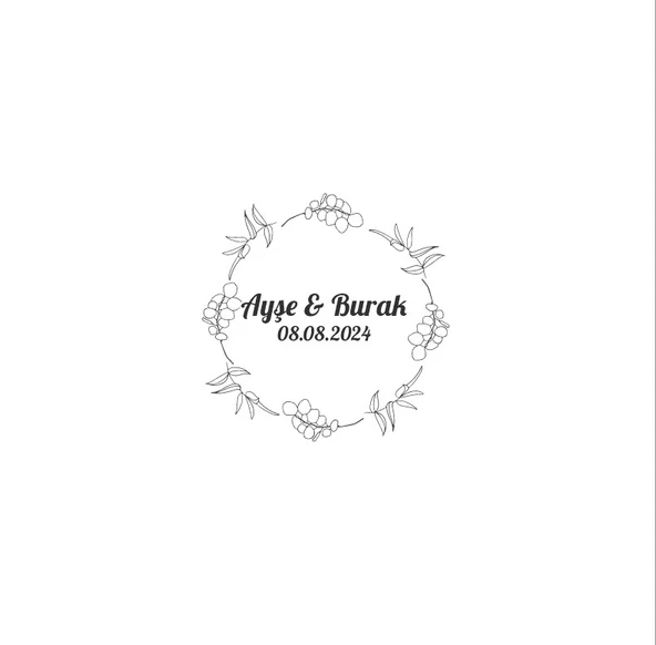 Kış Meyveli Yeşil Yapraklı Etiket Kına Nişan Düğün 3x3 cm özel etiket / 50 adet sticker ürün görseli 1