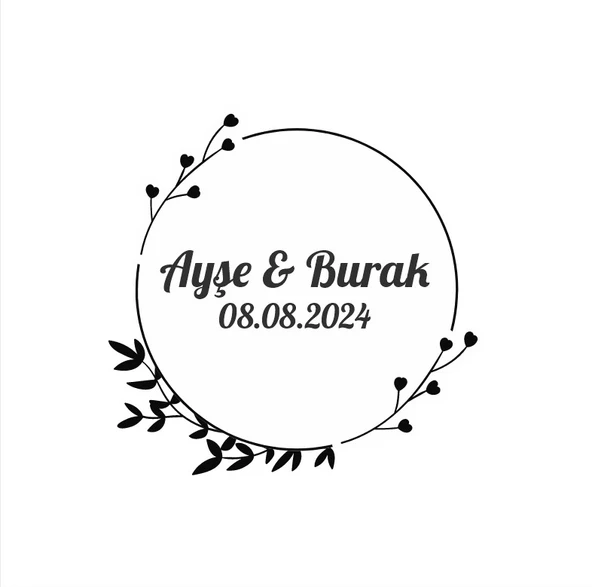 Zarif Altın Rengi Çelenk Etiketi Kına Nişan Düğün 3x3 cm özel etiket / 50 adet sticker ürün görseli 1