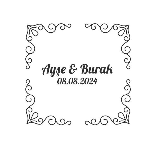 Yuvarlak Geyik Boynuzlu Çiçek Etiketi Kına Nişan Düğün 3x3 cm özel etiket / 50 adet sticker ürün görseli 1