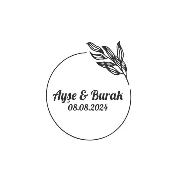 Dörtgen Çiçekli Çelenk Etiketi Kına Nişan Düğün 3x3 cm özel etiket / 50 adet sticker ürün görseli 1