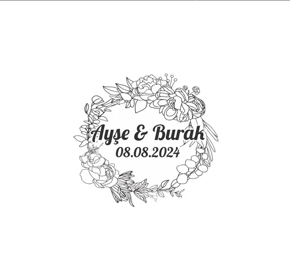 Kış Çiçekleri ve Kuşlu Dörtgen Etiket Kına Nişan Düğün 3x3 cm özel etiket / 50 adet sticker ürün görseli 1