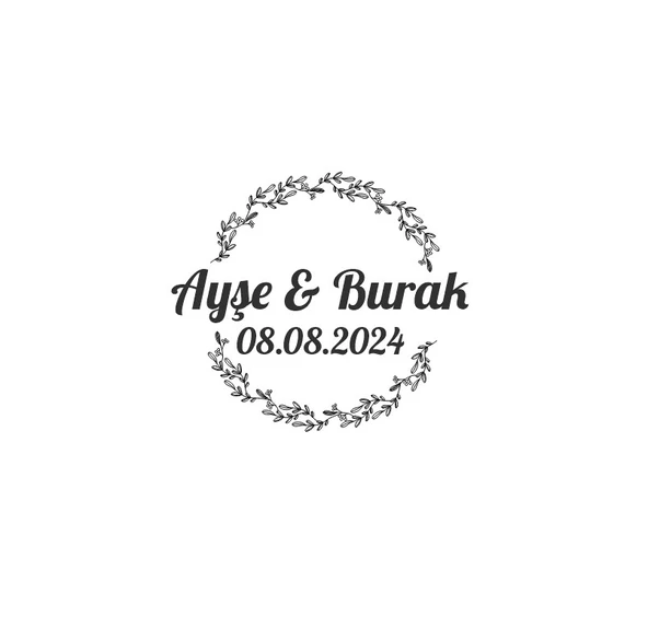 Yuvarlak Kozalaklı Kış Çelengi Etiketi Kına Nişan Düğün 3x3 cm özel etiket / 50 adet sticker ürün görseli 1