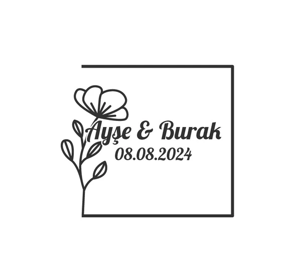 Altın Çerçeveli Kış Meyveli Etiket Kına Nişan Düğün 3x3 cm özel etiket / 50 adet sticker ürün görseli 1