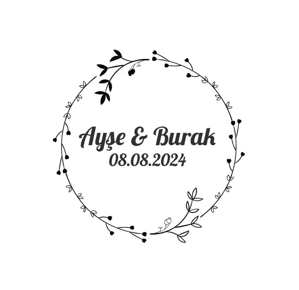 Minimalist Altın Rengi Yaprak Çelengi Etiketi Kına Nişan Düğün 3x3 cm özel etiket / 50 adet sticker ürün görseli 1