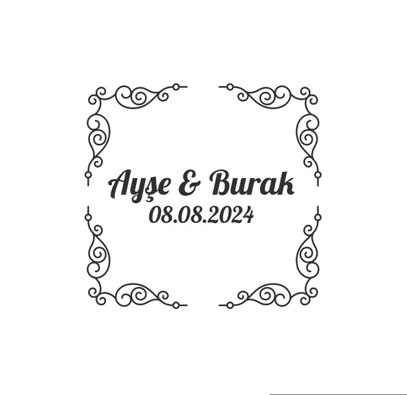 Çam Kozalaklı ve Meyveli Kare Etiket Kına Nişan Düğün 3x3 cm özel etiket / 50 adet sticker ürün görseli 1